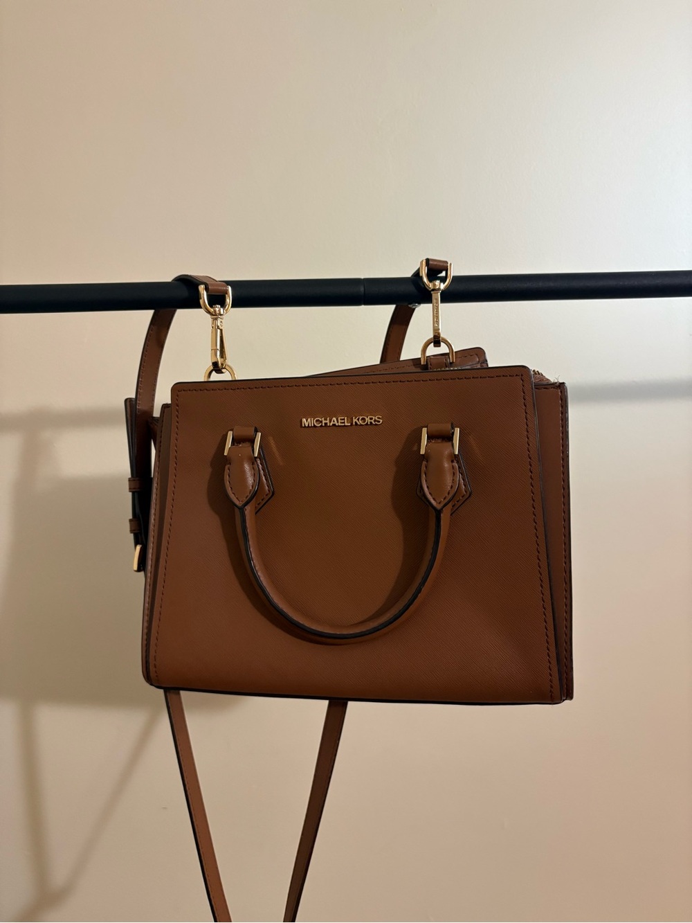 Michael Kors Tan Leather Satchel with Gold Hardware